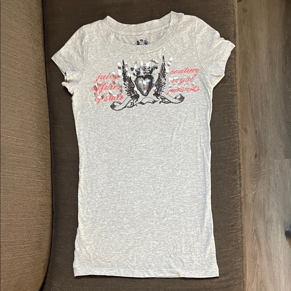 Juicy Couture Light Gray Graphic Short Sleeve Tee